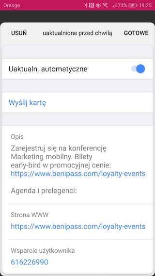 Mobile Pass - Product loyalty back